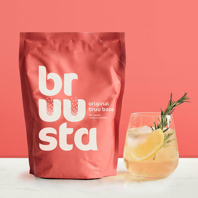 Bruu Base kombucha brewing mix used with the Bruusta home brewing system