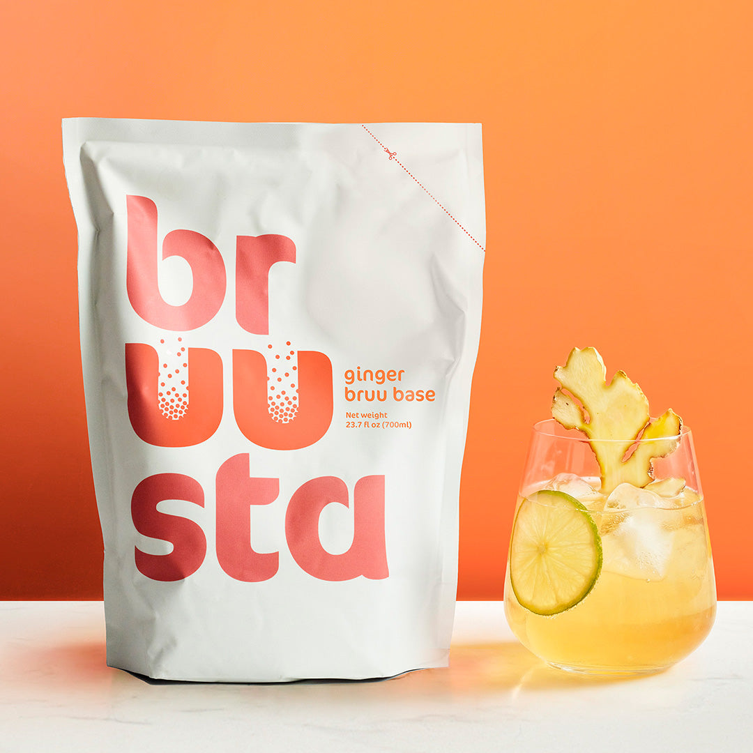 ginger kombucha brewing mix used with the Bruusta home brewing system